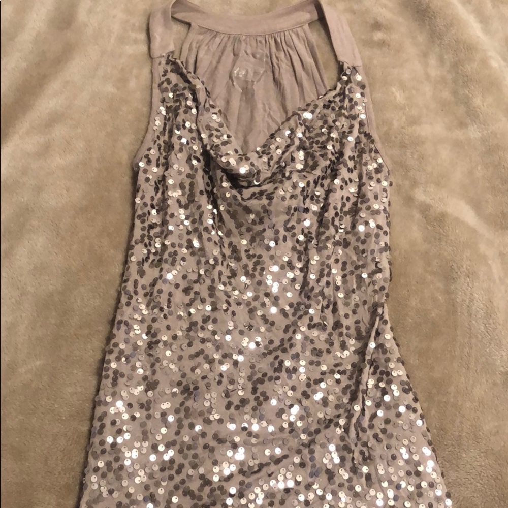 Sequin Halter Top in Taupe